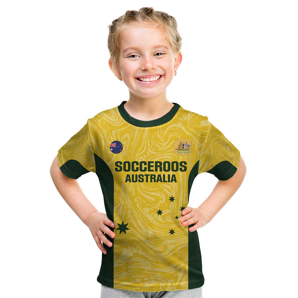 Custom Australia Socceroos Kid T Shirt Go Aussie Marble Pattern Sporty Style
