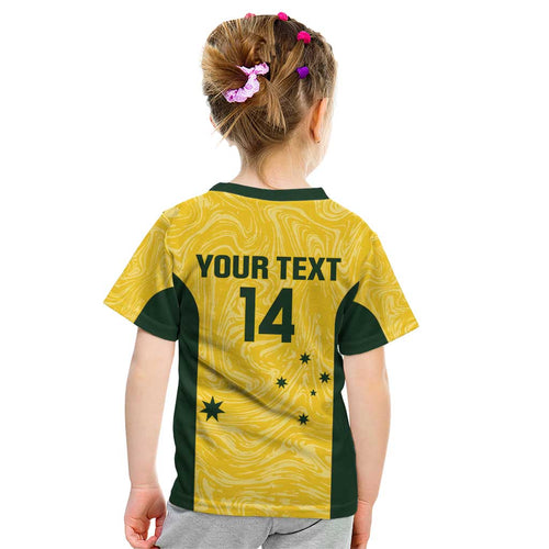 Custom Australia Socceroos Kid T Shirt Go Aussie Marble Pattern Sporty Style