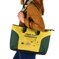 Custom Australia Socceroos Leather Tote Bag Go Aussie Marble Pattern Sporty Style