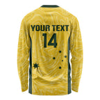 Custom Australia Socceroos Long Sleeve Shirt Go Aussie Marble Pattern Sporty Style