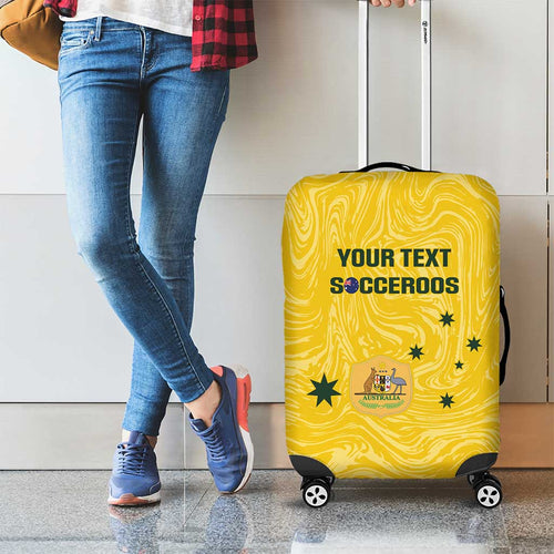Custom Australia Socceroos Luggage Cover Go Aussie Marble Pattern Sporty Style