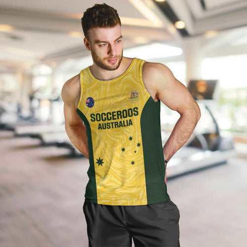 Custom Australia Socceroos Men Tank Top Go Aussie Marble Pattern Sporty Style