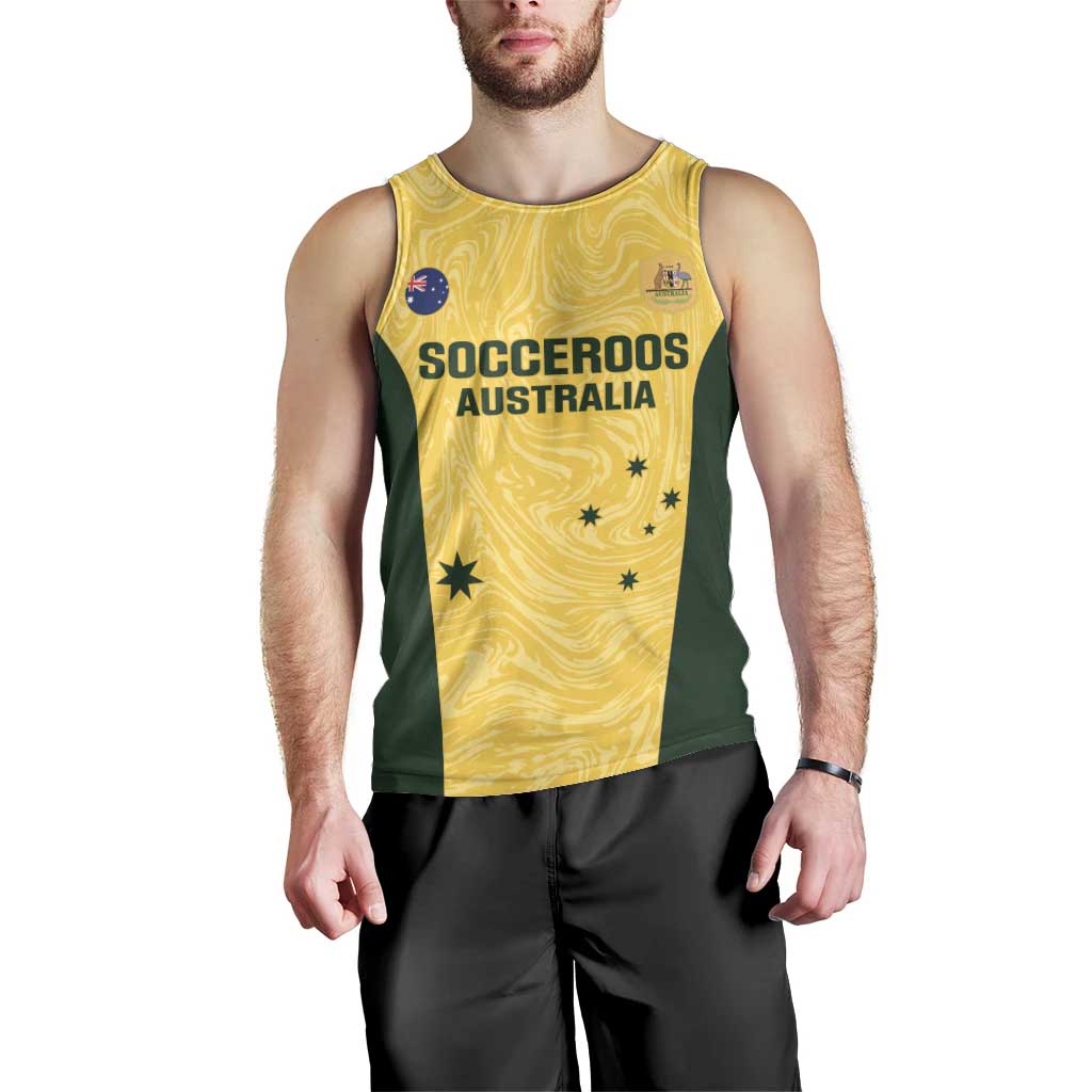 Custom Australia Socceroos Men Tank Top Go Aussie Marble Pattern Sporty Style