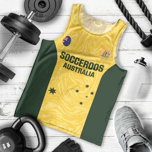 Custom Australia Socceroos Men Tank Top Go Aussie Marble Pattern Sporty Style
