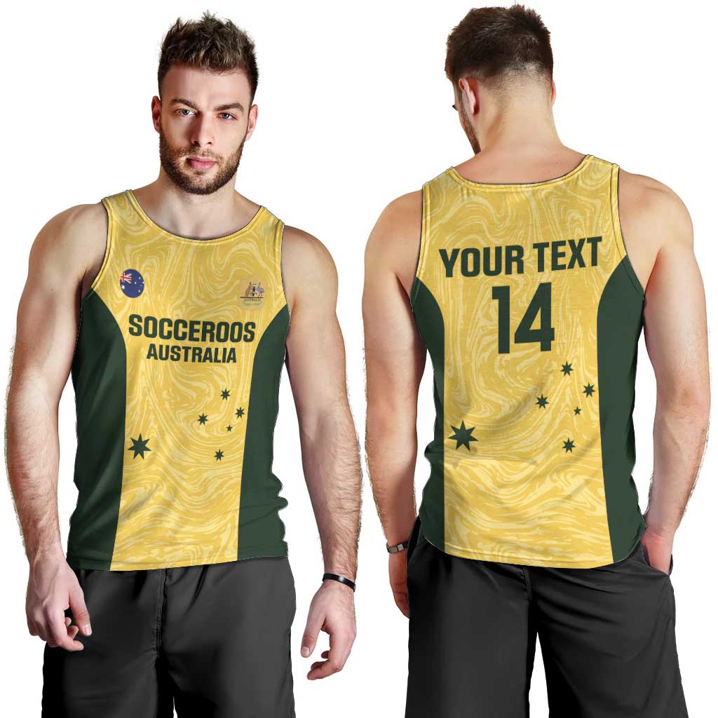 Custom Australia Socceroos Men Tank Top Go Aussie Marble Pattern Sporty Style