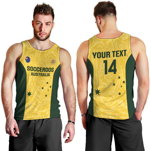 Custom Australia Socceroos Men Tank Top Go Aussie Marble Pattern Sporty Style
