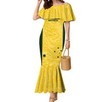 Custom Australia Socceroos Mermaid Dress Go Aussie Marble Pattern Sporty Style