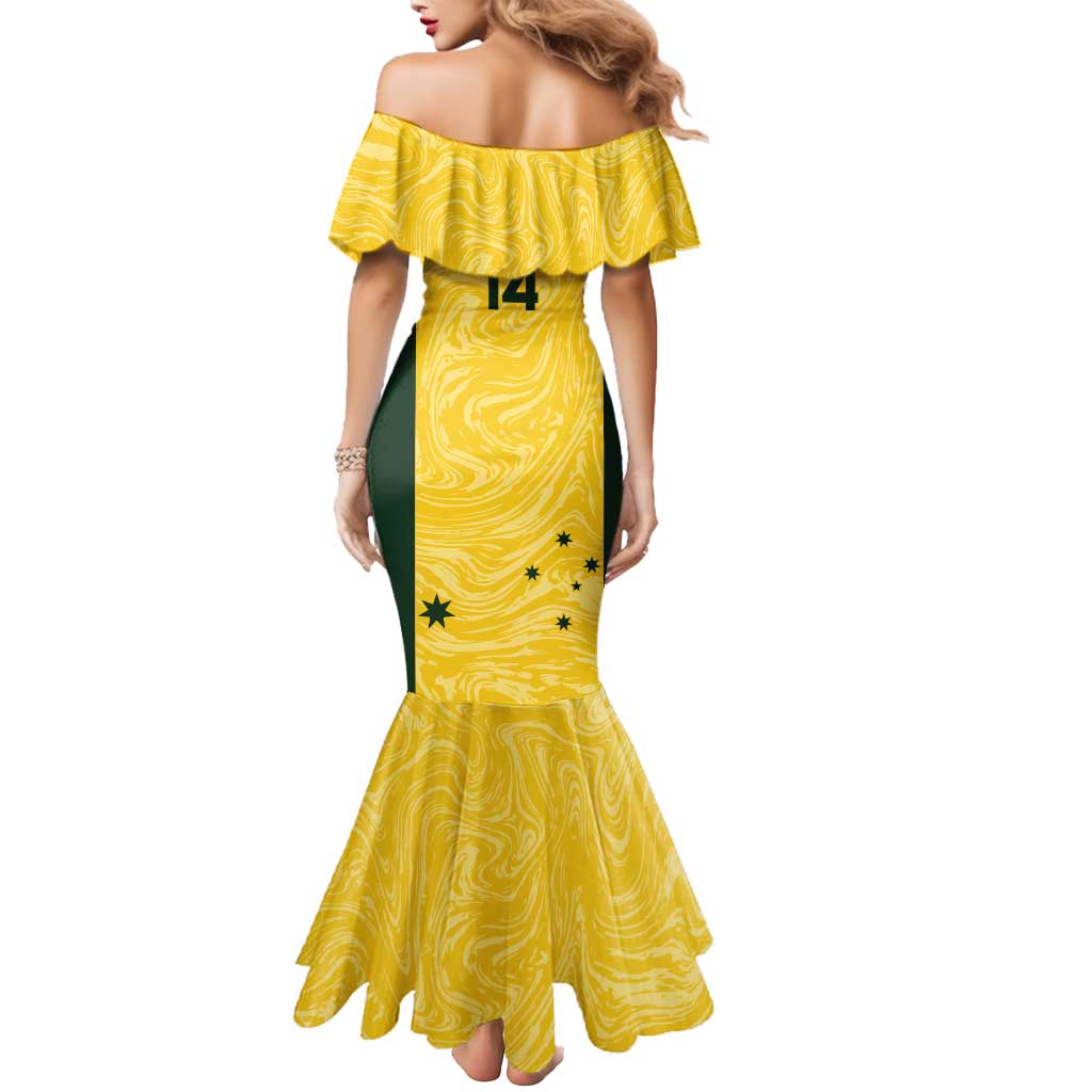 Custom Australia Socceroos Mermaid Dress Go Aussie Marble Pattern Sporty Style