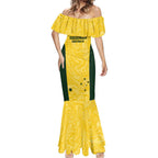 Custom Australia Socceroos Mermaid Dress Go Aussie Marble Pattern Sporty Style