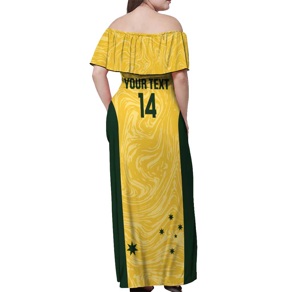 Custom Australia Socceroos Off Shoulder Maxi Dress Go Aussie Marble Pattern Sporty Style
