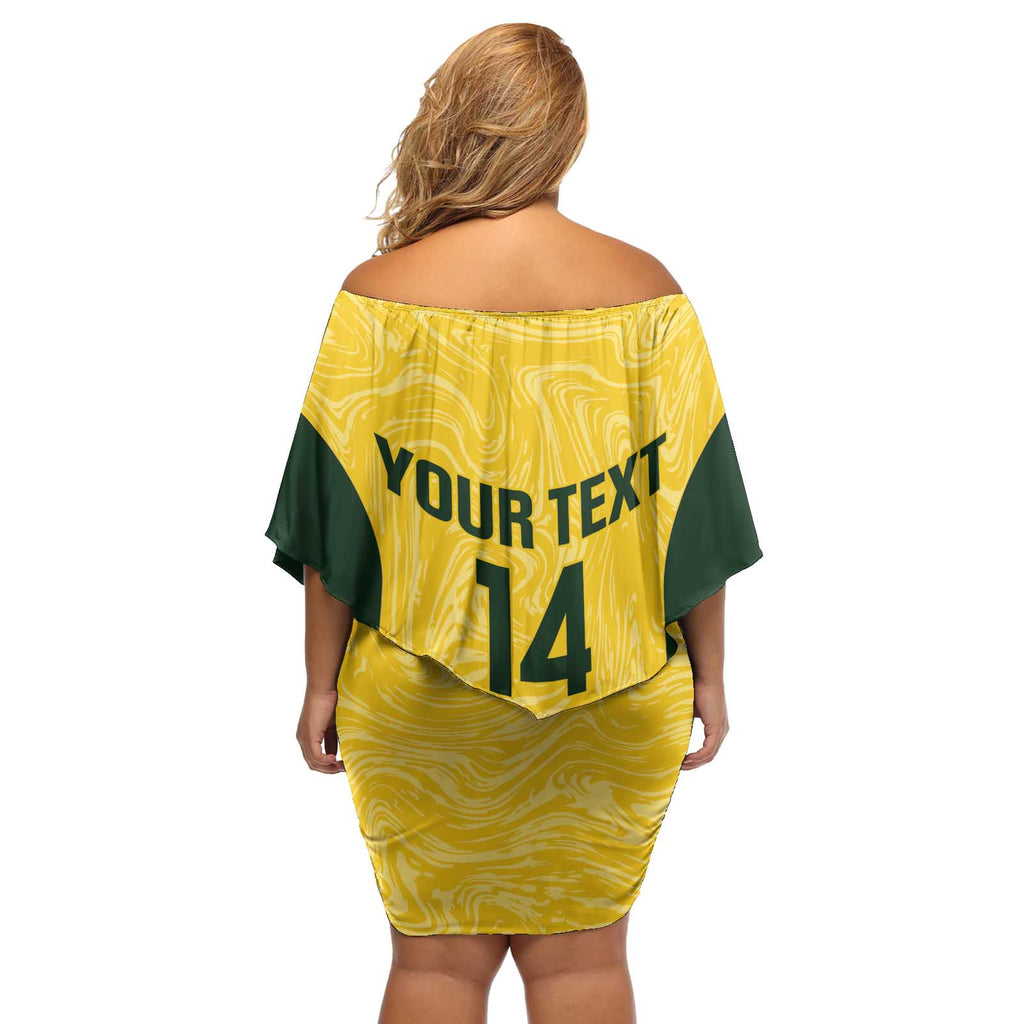 Custom Australia Socceroos Off Shoulder Short Dress Go Aussie Marble Pattern Sporty Style