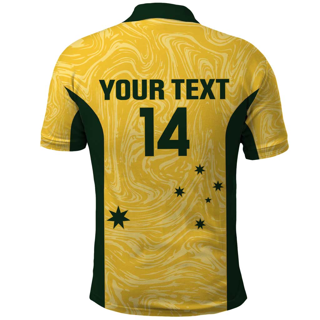 Custom Australia Socceroos Polo Shirt Go Aussie Marble Pattern Sporty Style