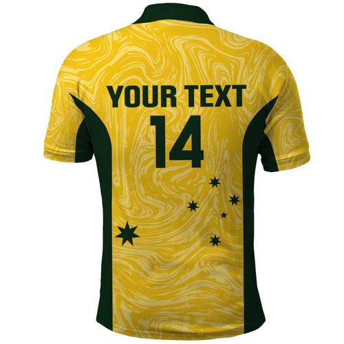Custom Australia Socceroos Polo Shirt Go Aussie Marble Pattern Sporty Style