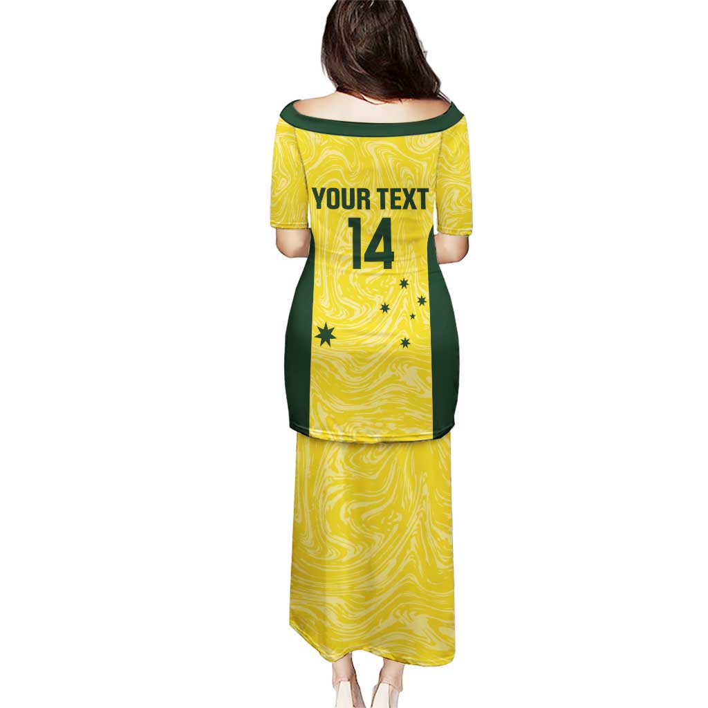 Custom Australia Socceroos Puletasi Go Aussie Marble Pattern Sporty Style