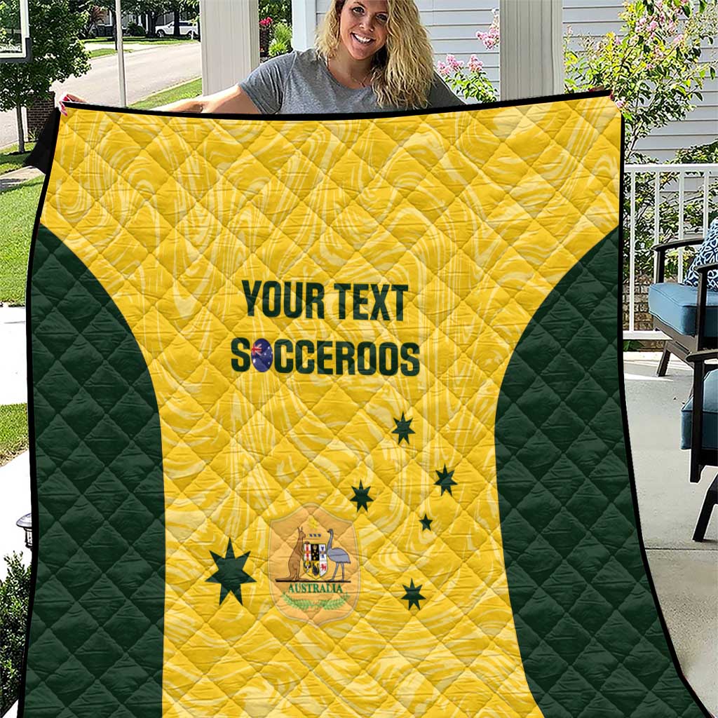 Custom Australia Socceroos Quilt Go Aussie Marble Pattern Sporty Style