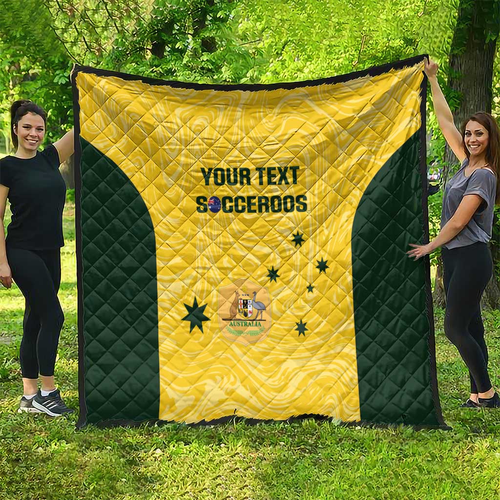 Custom Australia Socceroos Quilt Go Aussie Marble Pattern Sporty Style