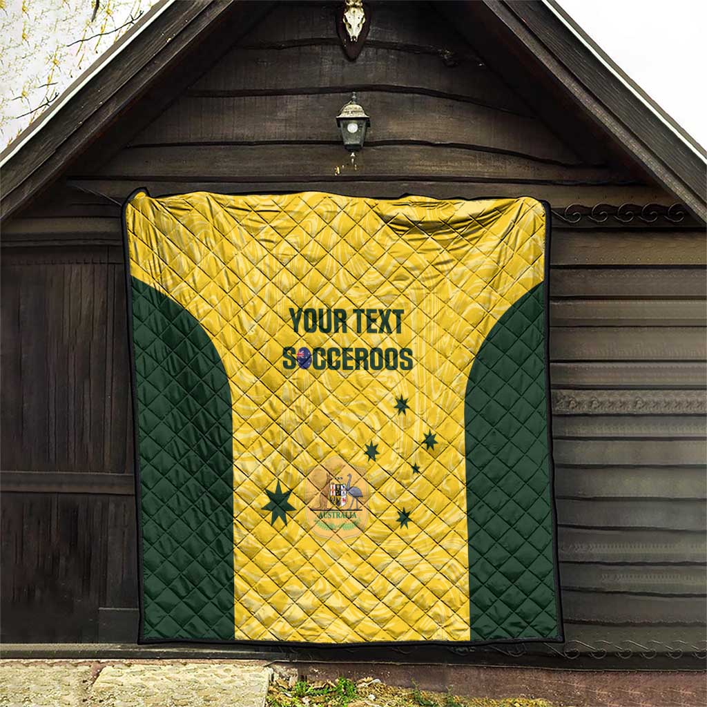 Custom Australia Socceroos Quilt Go Aussie Marble Pattern Sporty Style