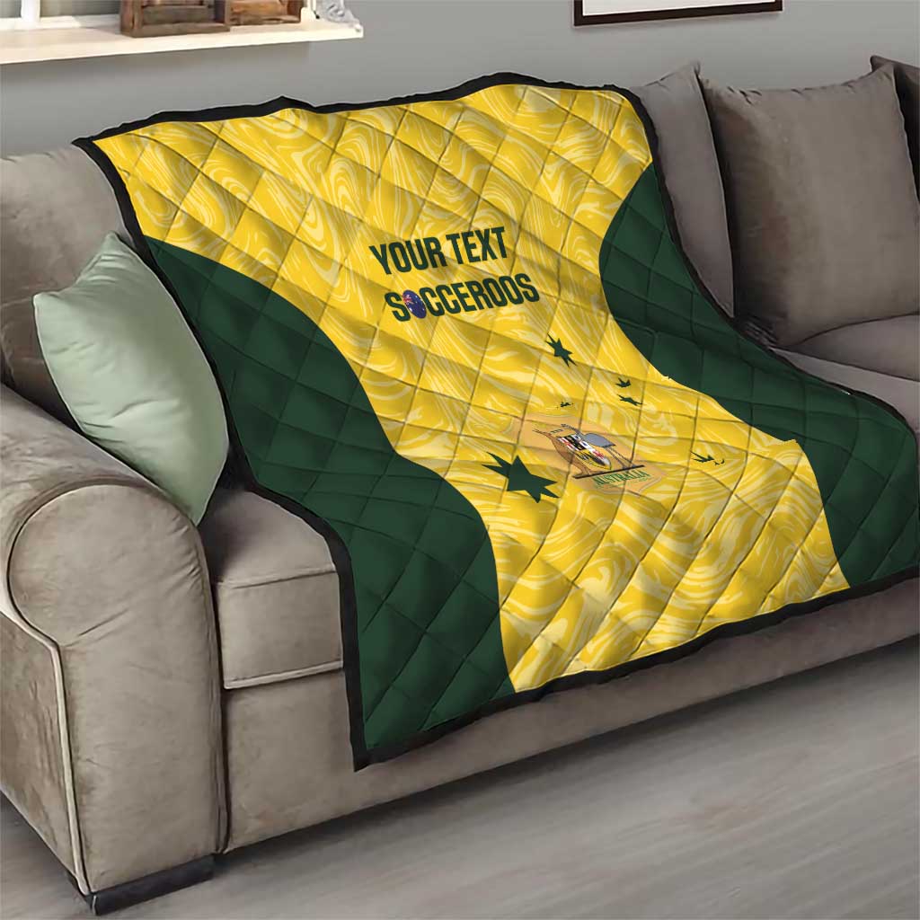 Custom Australia Socceroos Quilt Go Aussie Marble Pattern Sporty Style