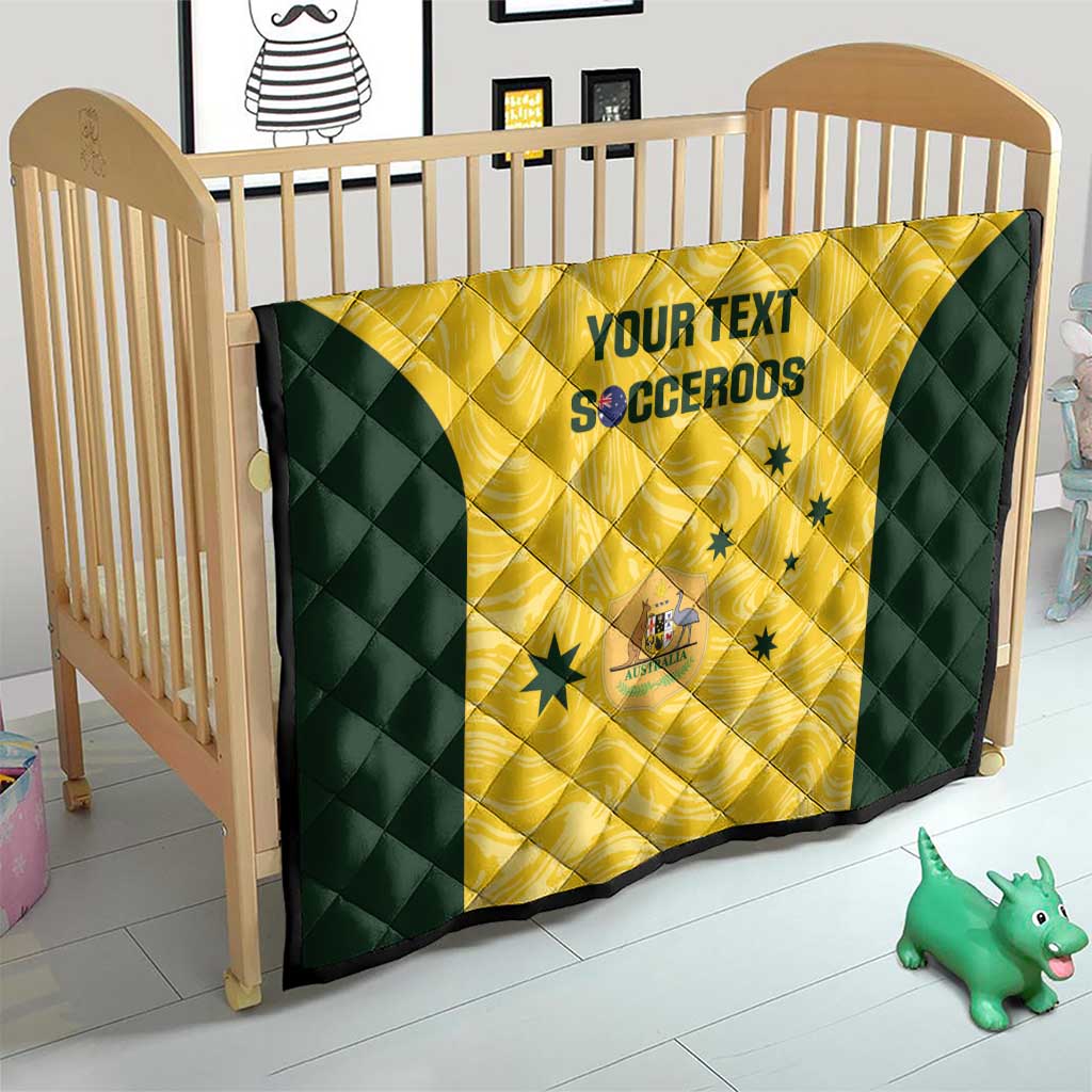 Custom Australia Socceroos Quilt Go Aussie Marble Pattern Sporty Style