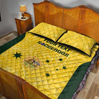 Custom Australia Socceroos Quilt Bed Set Go Aussie Marble Pattern Sporty Style