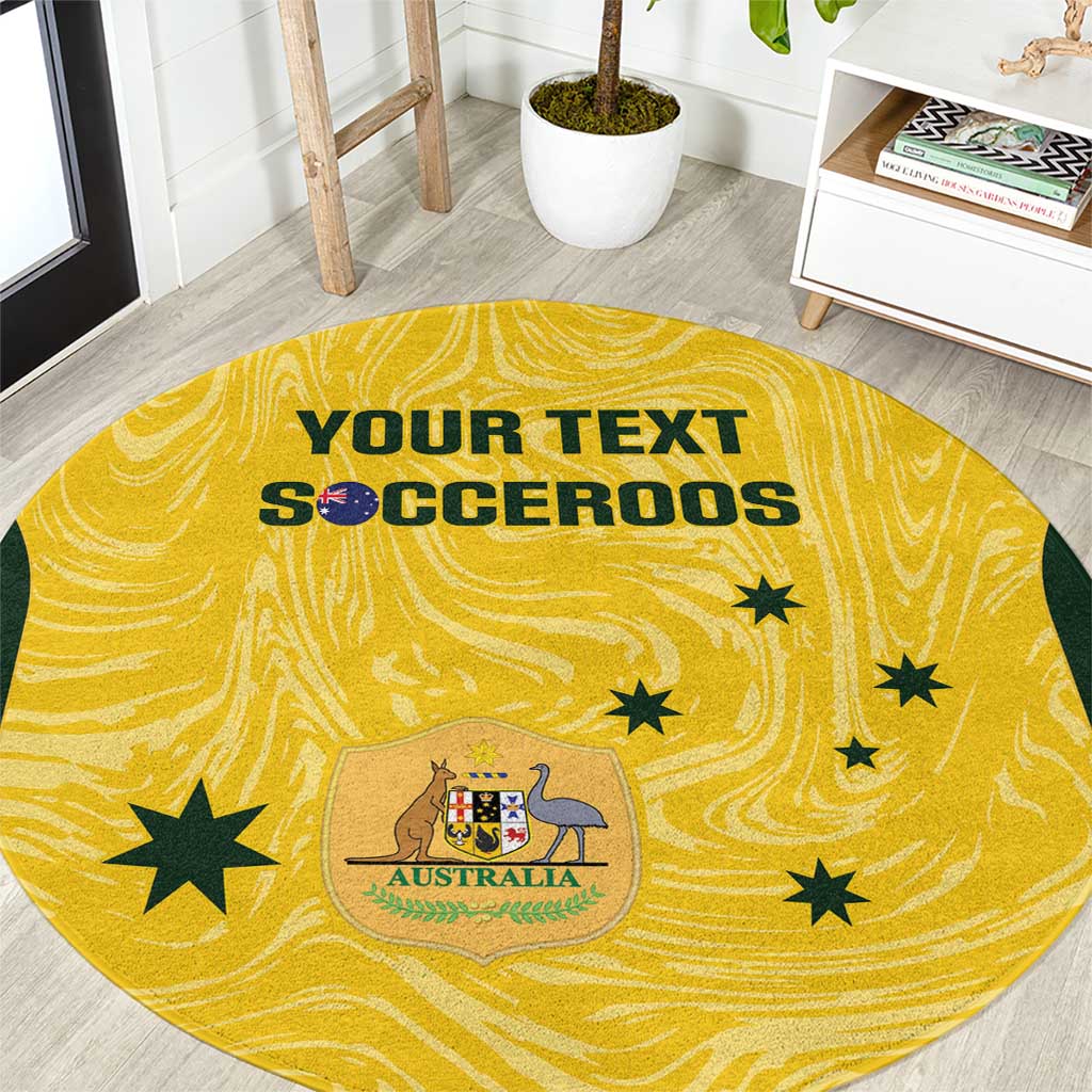 Custom Australia Socceroos Round Carpet Go Aussie Marble Pattern Sporty Style