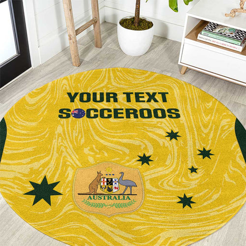 Custom Australia Socceroos Round Carpet Go Aussie Marble Pattern Sporty Style