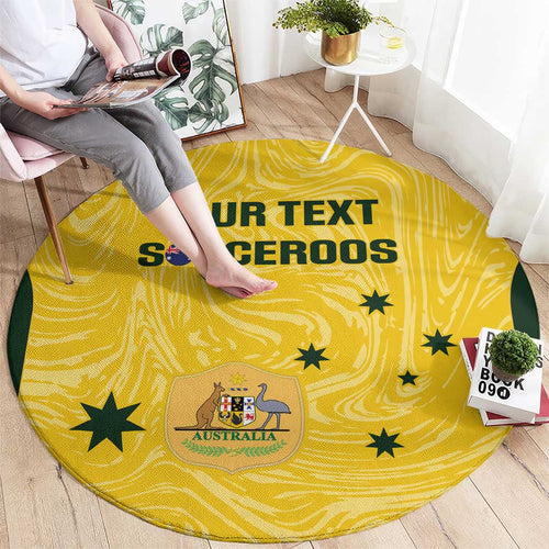 Custom Australia Socceroos Round Carpet Go Aussie Marble Pattern Sporty Style
