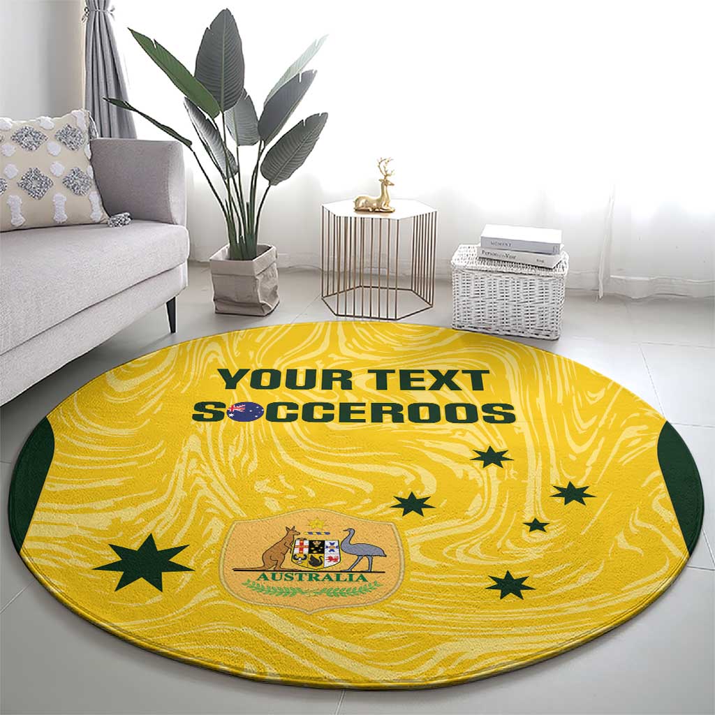 Custom Australia Socceroos Round Carpet Go Aussie Marble Pattern Sporty Style