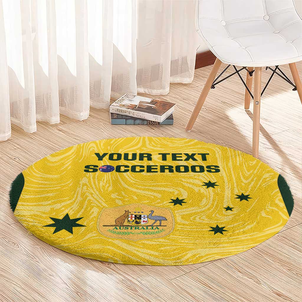 Custom Australia Socceroos Round Carpet Go Aussie Marble Pattern Sporty Style
