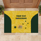 Custom Australia Socceroos Rubber Doormat Go Aussie Marble Pattern Sporty Style