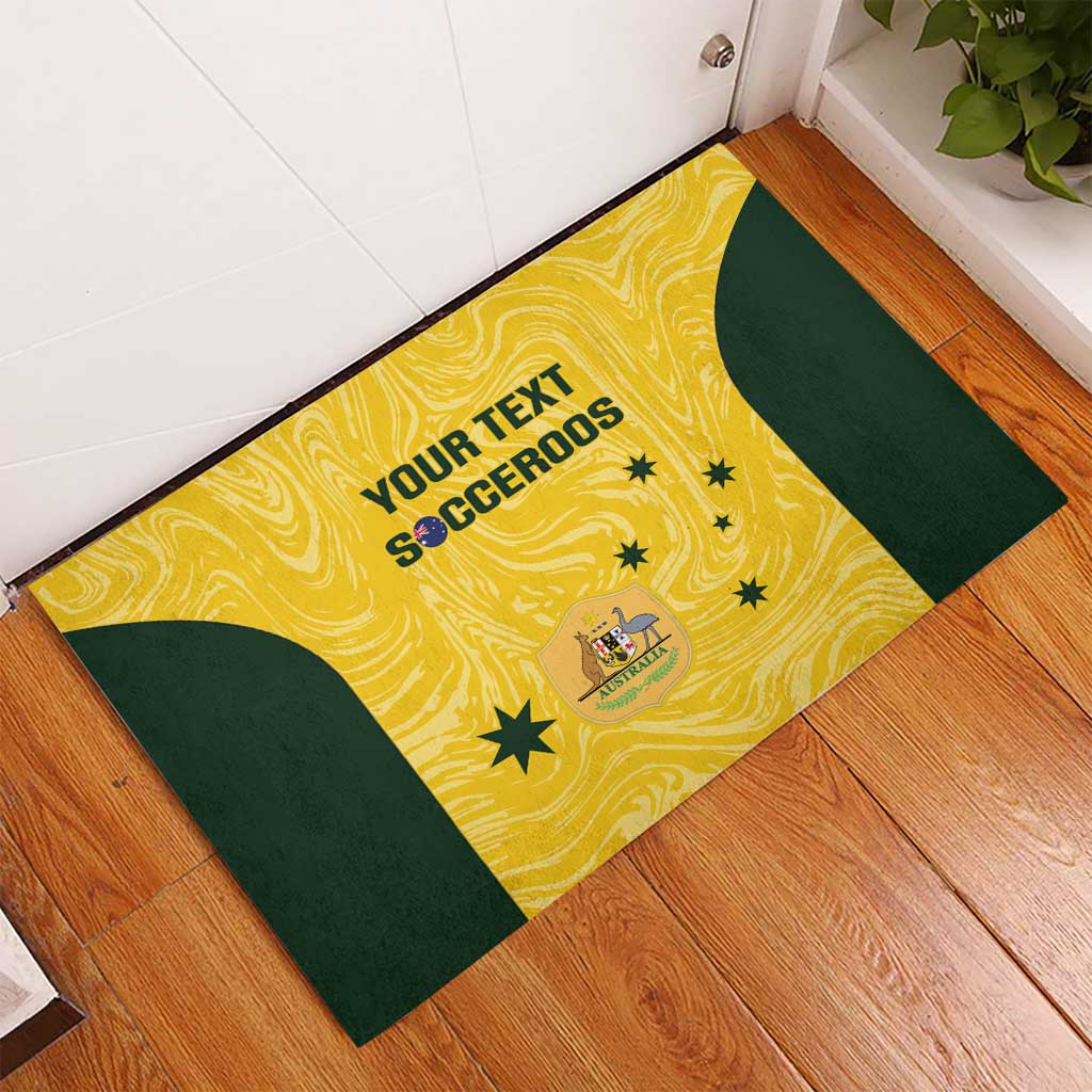 Custom Australia Socceroos Rubber Doormat Go Aussie Marble Pattern Sporty Style