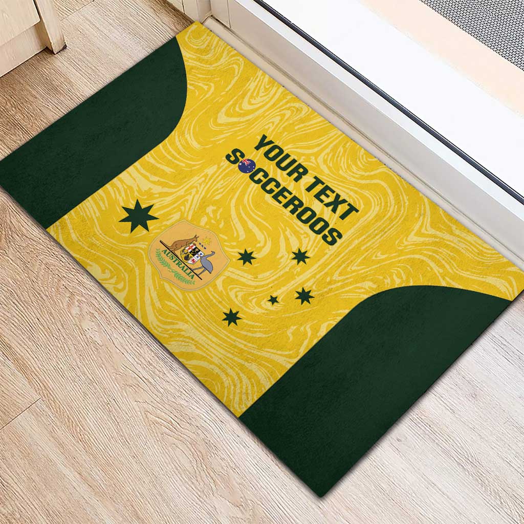 Custom Australia Socceroos Rubber Doormat Go Aussie Marble Pattern Sporty Style