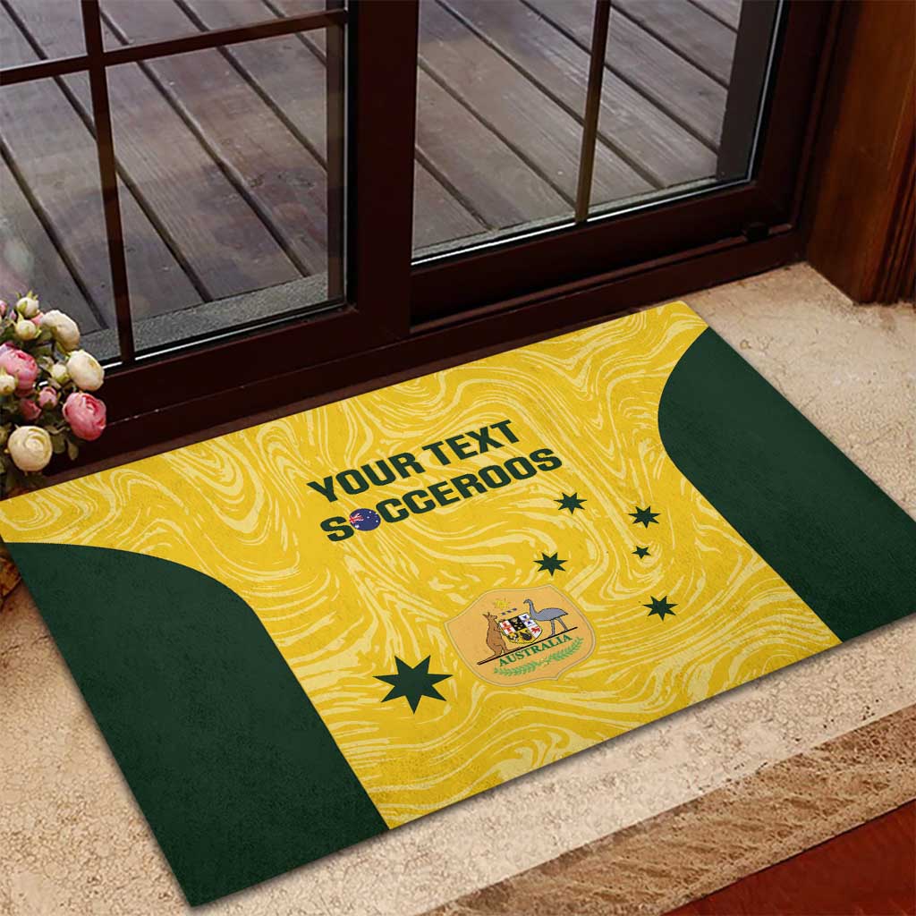 Custom Australia Socceroos Rubber Doormat Go Aussie Marble Pattern Sporty Style