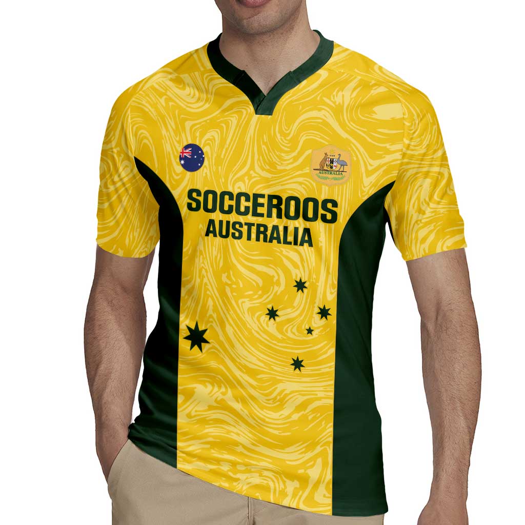 Custom Australia Socceroos Rugby Jersey Go Aussie Marble Pattern Sporty Style