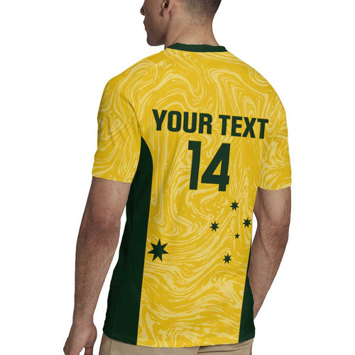 Custom Australia Socceroos Rugby Jersey Go Aussie Marble Pattern Sporty Style