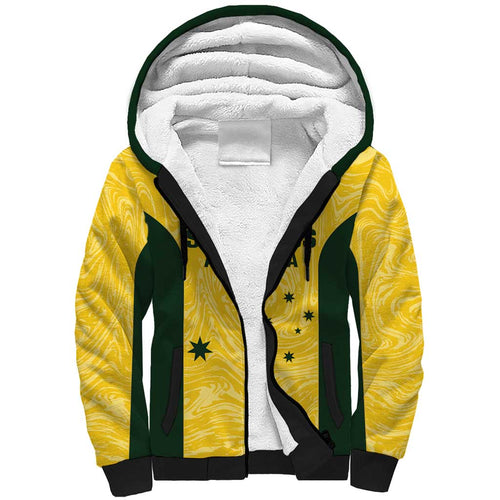 Custom Australia Socceroos Sherpa Hoodie Go Aussie Marble Pattern Sporty Style