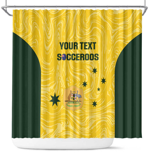 Custom Australia Socceroos Shower Curtain Go Aussie Marble Pattern Sporty Style