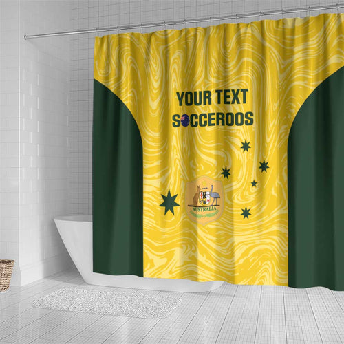 Custom Australia Socceroos Shower Curtain Go Aussie Marble Pattern Sporty Style