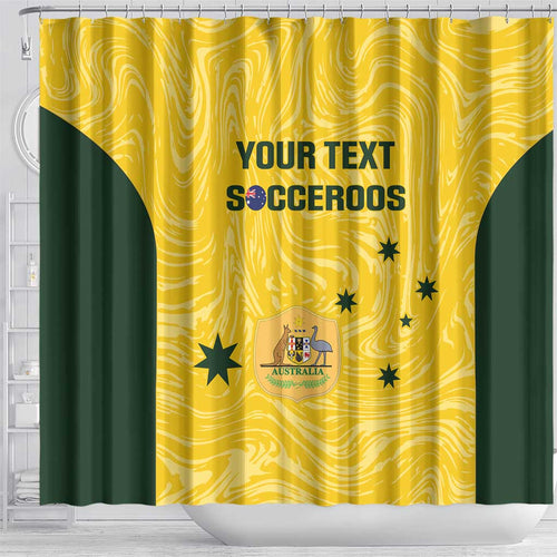 Custom Australia Socceroos Shower Curtain Go Aussie Marble Pattern Sporty Style