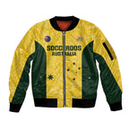 Custom Australia Socceroos Sleeve Zip Bomber Jacket Go Aussie Marble Pattern Sporty Style