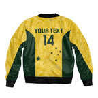 Custom Australia Socceroos Sleeve Zip Bomber Jacket Go Aussie Marble Pattern Sporty Style
