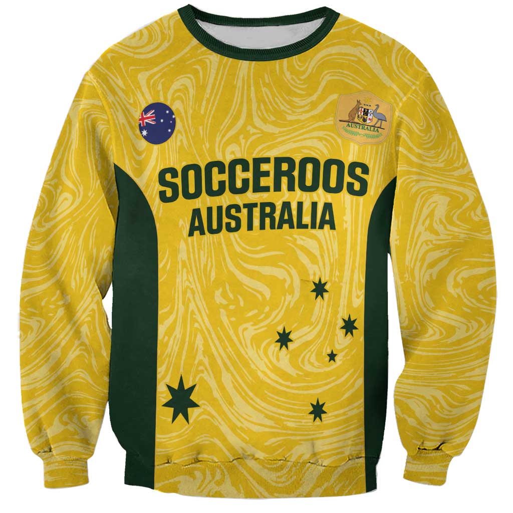 Custom Australia Socceroos Sweatshirt Go Aussie Marble Pattern Sporty Style
