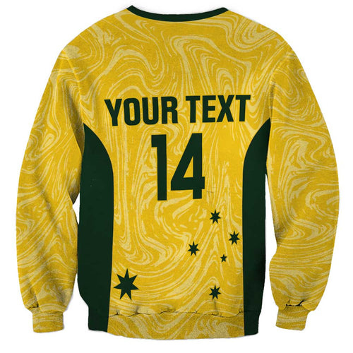 Custom Australia Socceroos Sweatshirt Go Aussie Marble Pattern Sporty Style
