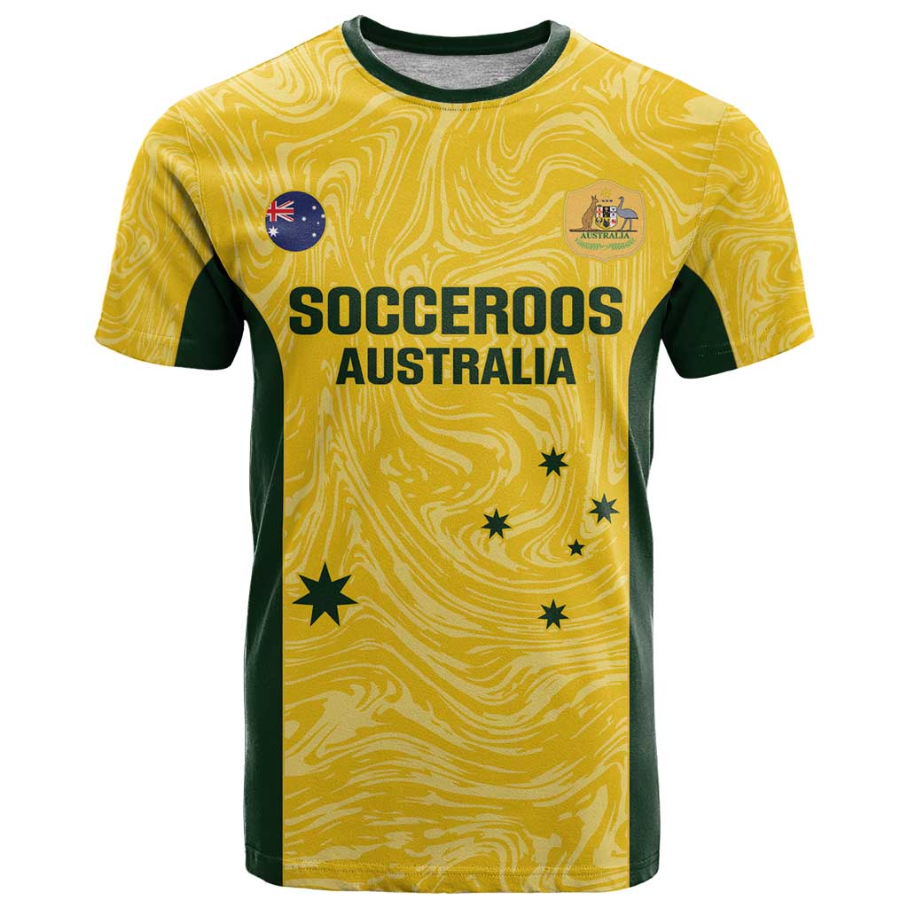 Custom Australia Socceroos T Shirt Go Aussie Marble Pattern Sporty Style