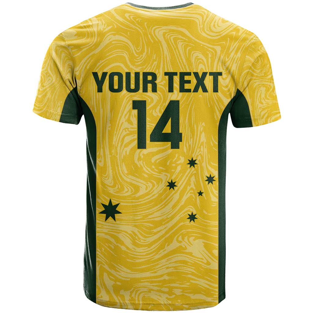 Custom Australia Socceroos T Shirt Go Aussie Marble Pattern Sporty Style