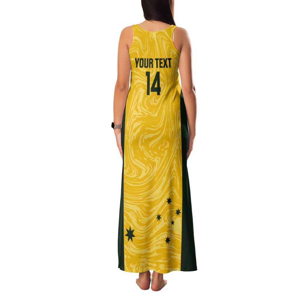 Custom Australia Socceroos Tank Maxi Dress Go Aussie Marble Pattern Sporty Style