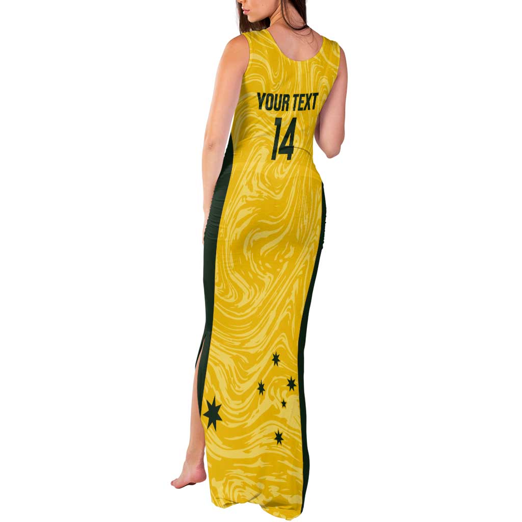 Custom Australia Socceroos Tank Maxi Dress Go Aussie Marble Pattern Sporty Style