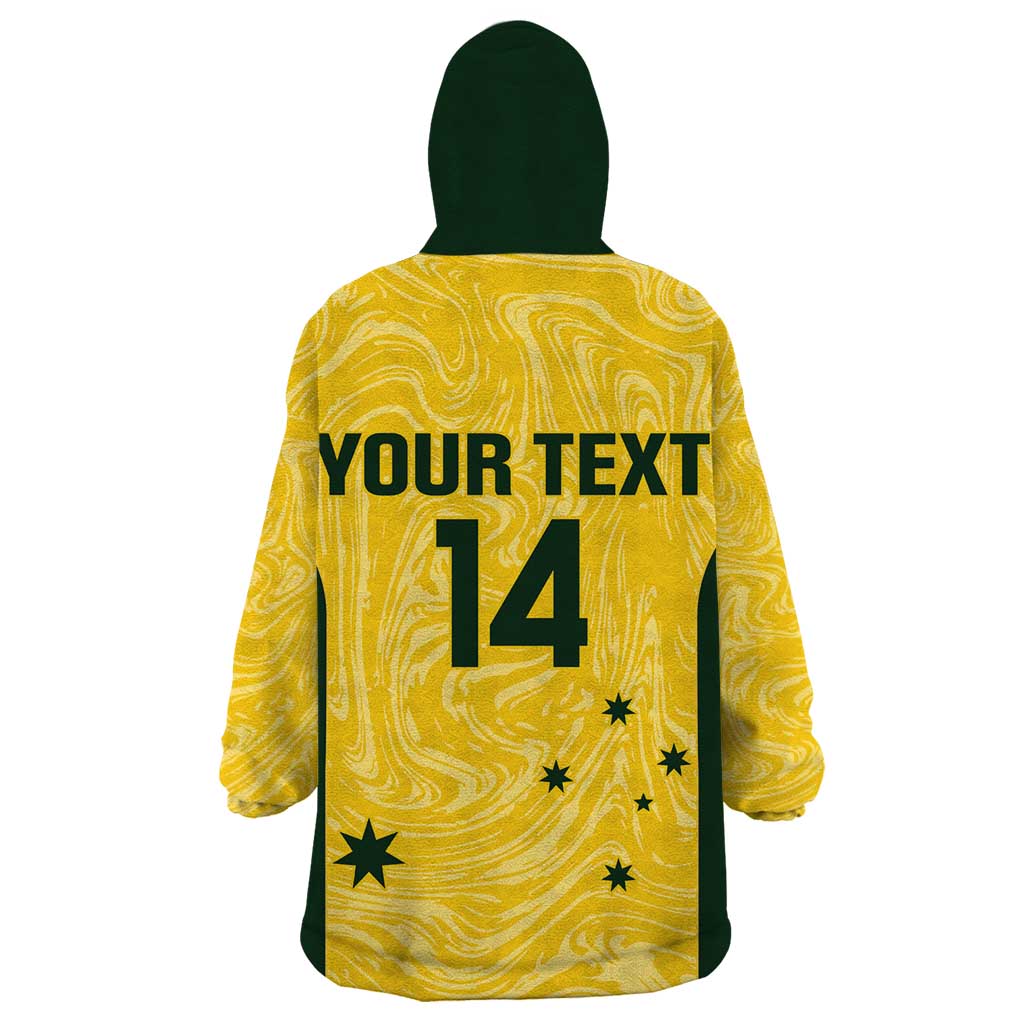 Custom Australia Socceroos Wearable Blanket Hoodie Go Aussie Marble Pattern Sporty Style