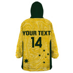 Custom Australia Socceroos Wearable Blanket Hoodie Go Aussie Marble Pattern Sporty Style