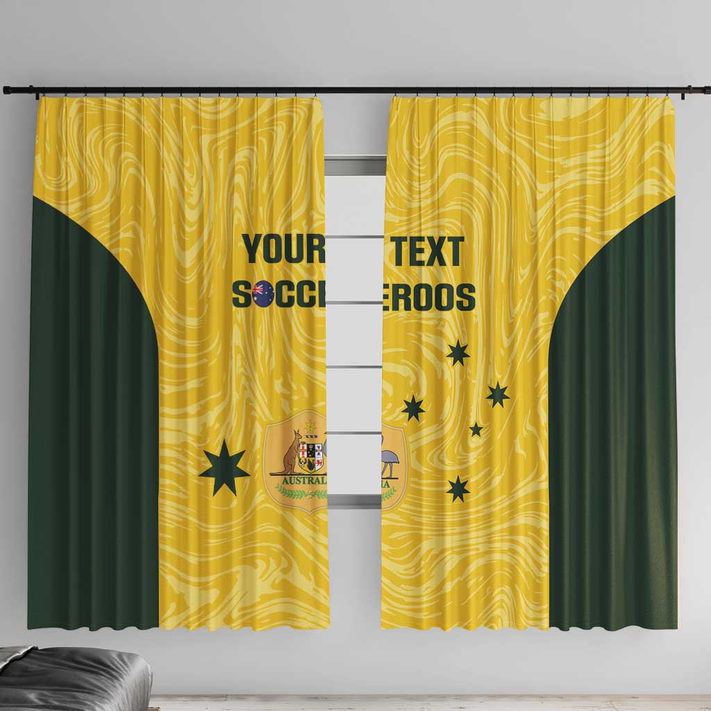 Custom Australia Socceroos Window Curtain Go Aussie Marble Pattern Sporty Style